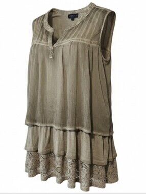 ARTESIA | Romantic Fairycore Green Tiered Sleeveless Lace Trim Tank‎ Top | XXL